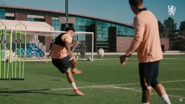 Jadon Sancho pings one off the crossbar.