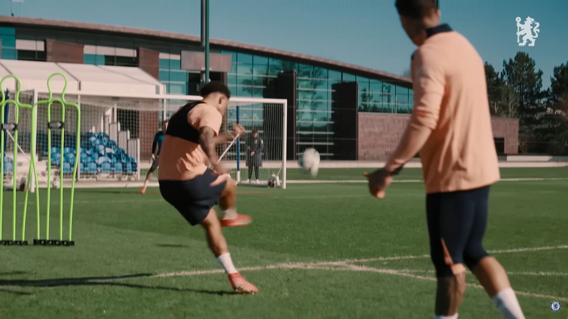 Jadon Sancho pings one off the crossbar.