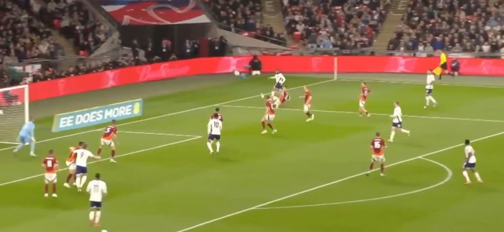 Reece James clips in a cross for England.