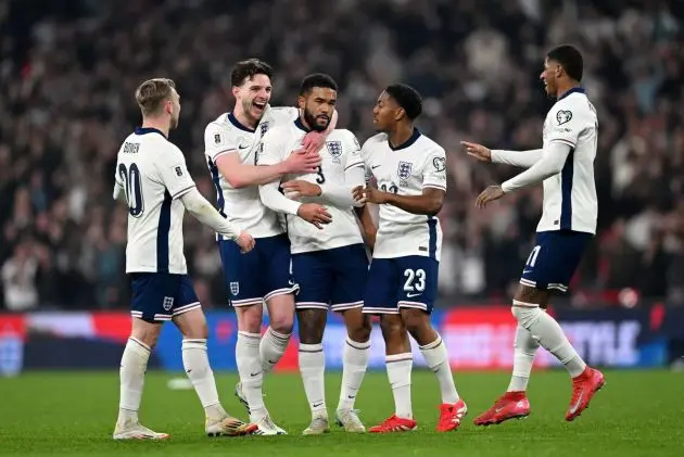 Reece James declines to celebrate his goal for England.
