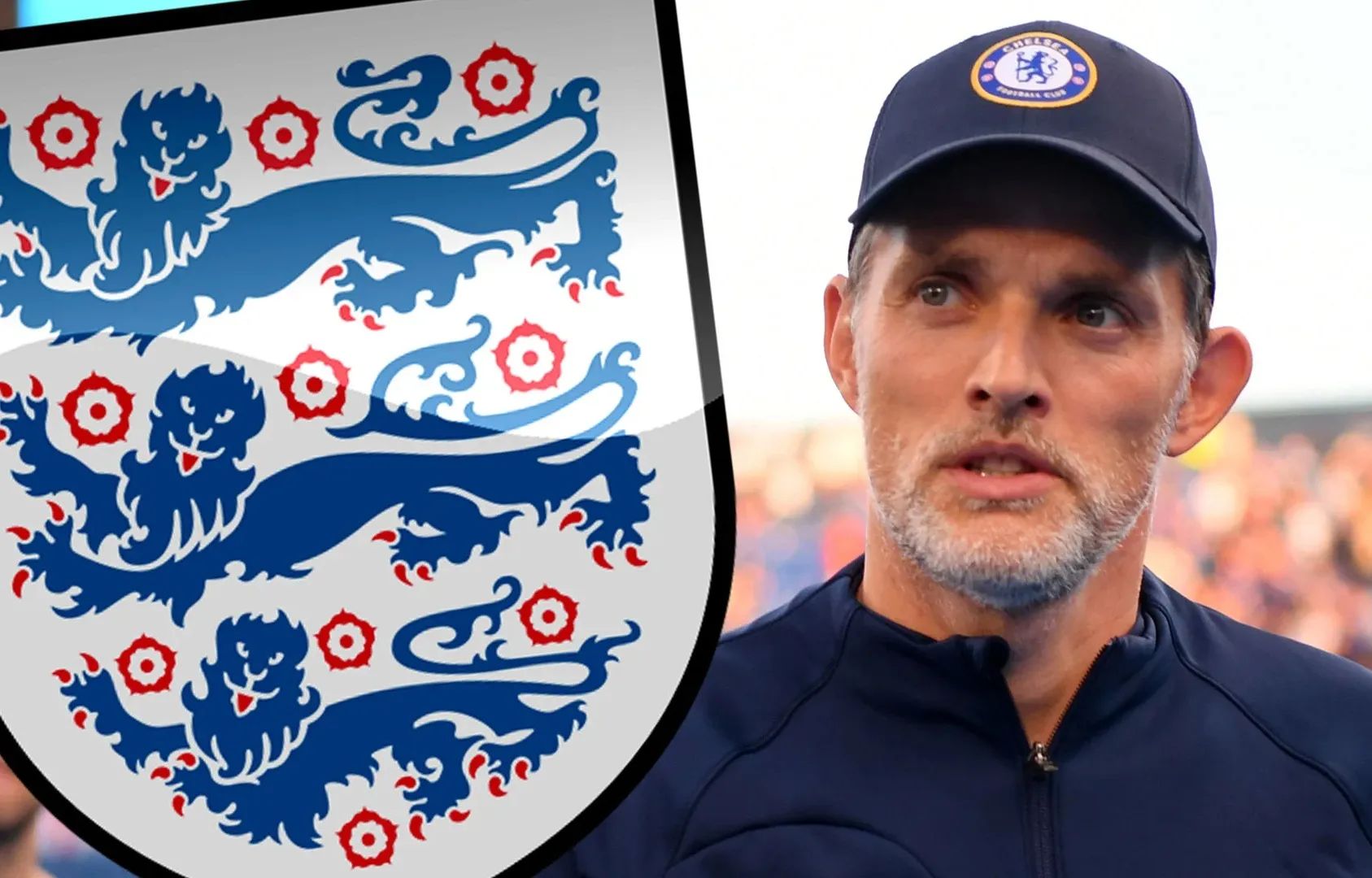 Thomas Tuchel with an England logo badge.
