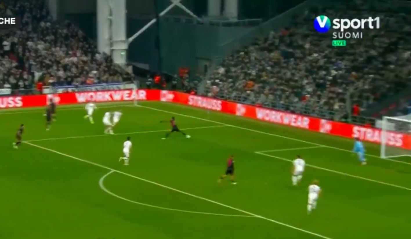Tyrique George nips in to assist Enzo Fernandez.