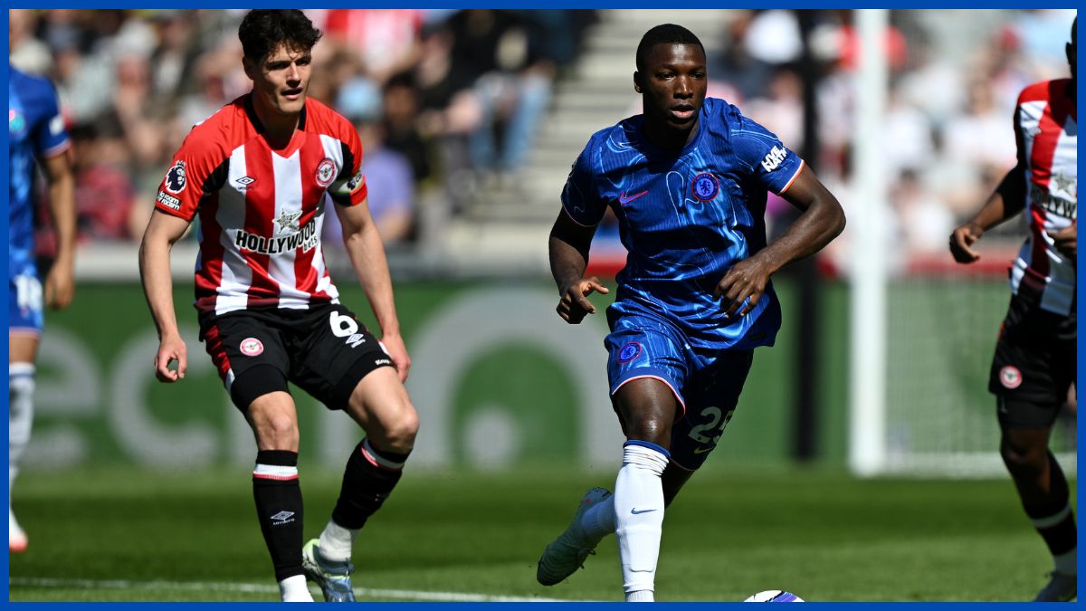 Moises Caicedo dominates the Brentford midfield.