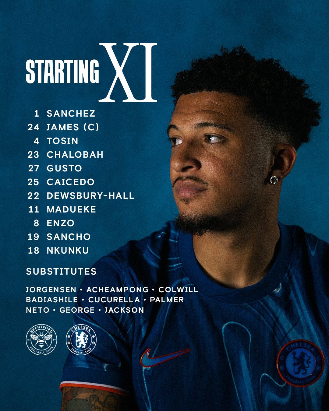 Chelsea's team to face Brentford.