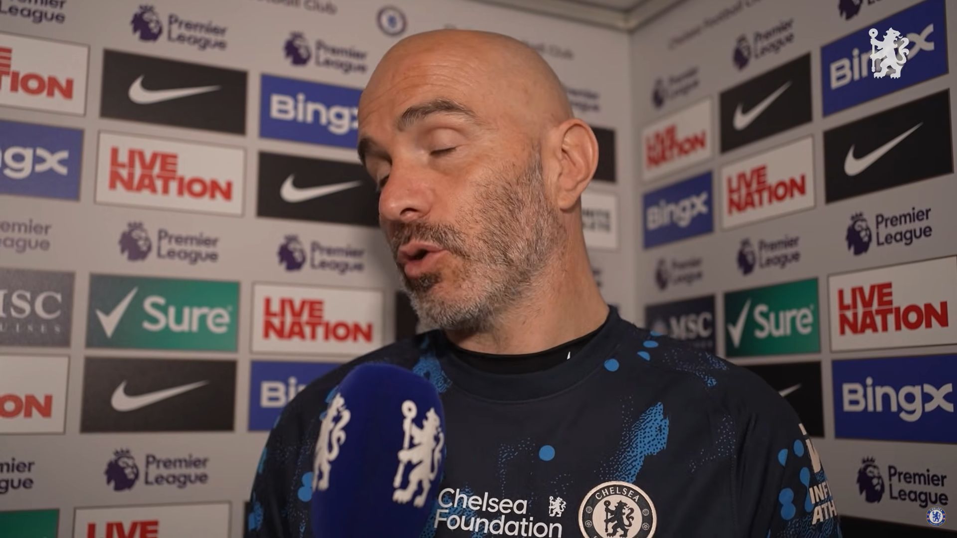 Enzo Maresca speaks in his post-match interview.