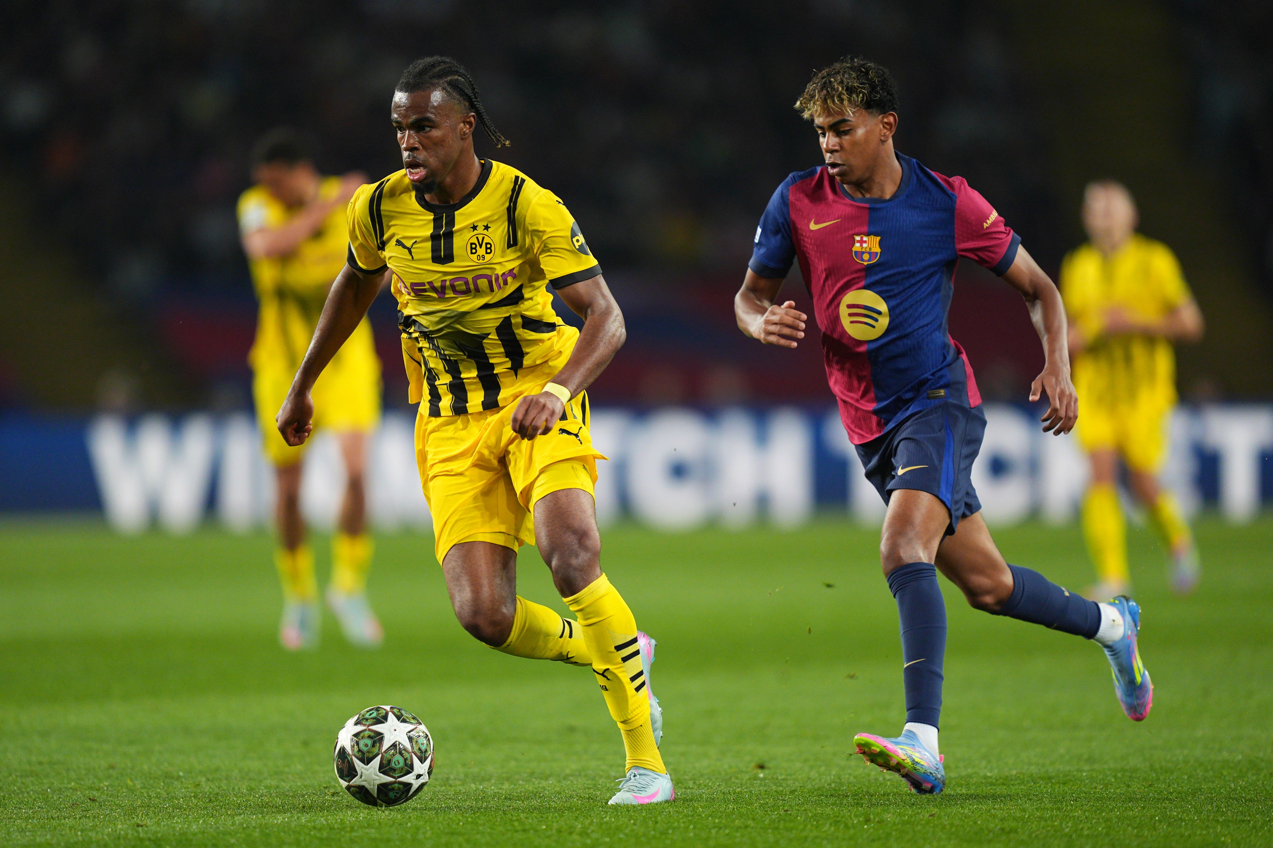 Carney Chukwuemeka in action against Barcelona.
