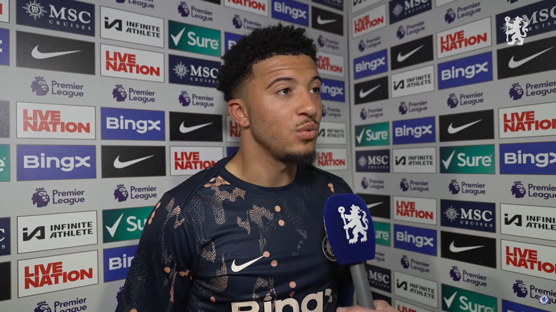 Jadon Sancho speaks to Chelsea TV at full time.