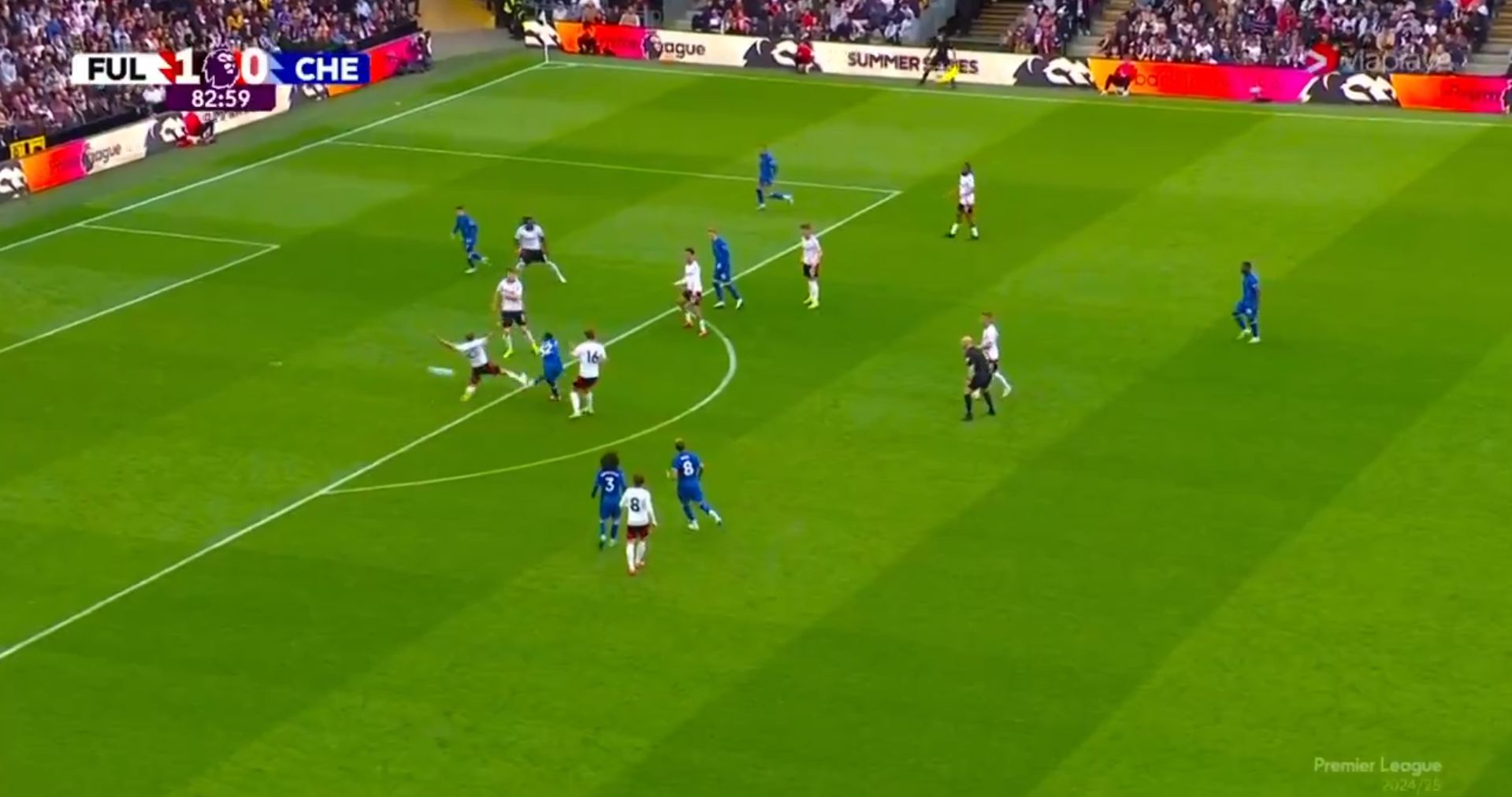 Tyrique George slams in his first Premier League goal.