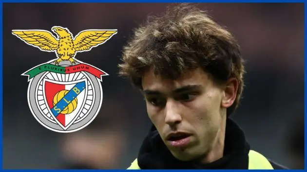 Joao Felix with a Benfica logo.