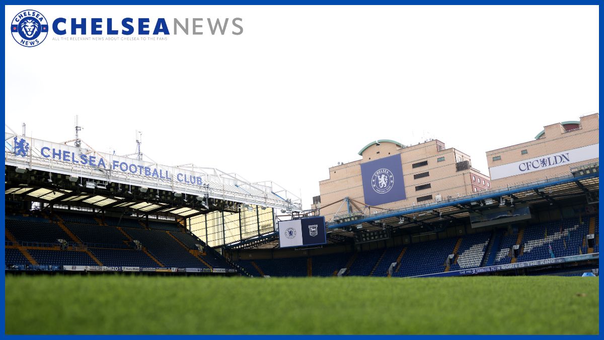 Stamford Bridge with a Chelsea news logo. (Photo by Harry Murphy/Getty Images)