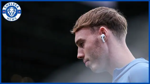 Cole Palmer with a Chelsea news logo.
