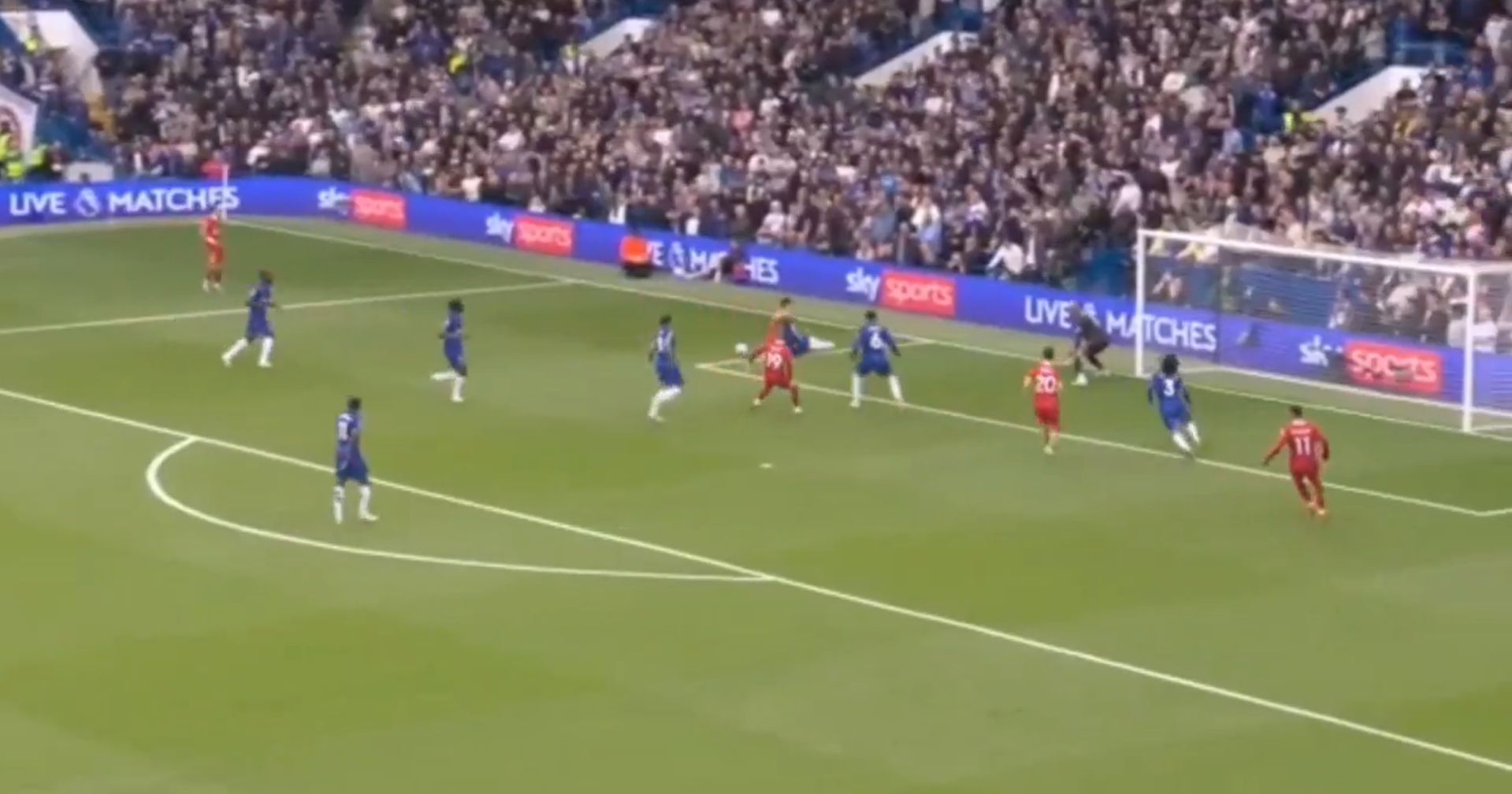 Trevoh Chalobah slides to stop a Liverpool attack.