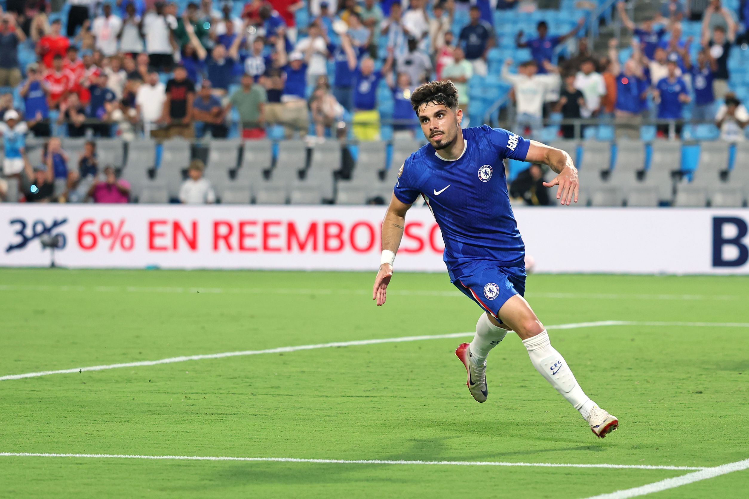 Pedro Neto celebrates scoring against Benfica.