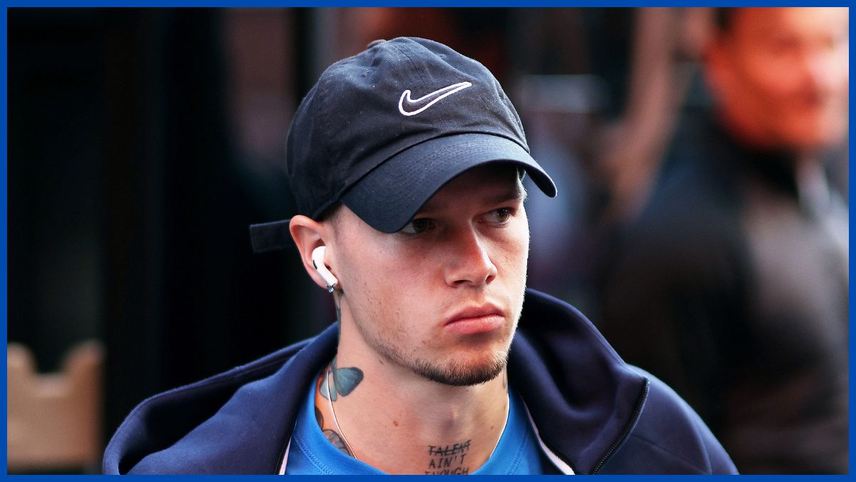Mykhailo Mudryk arrives for a Chelsea game.
