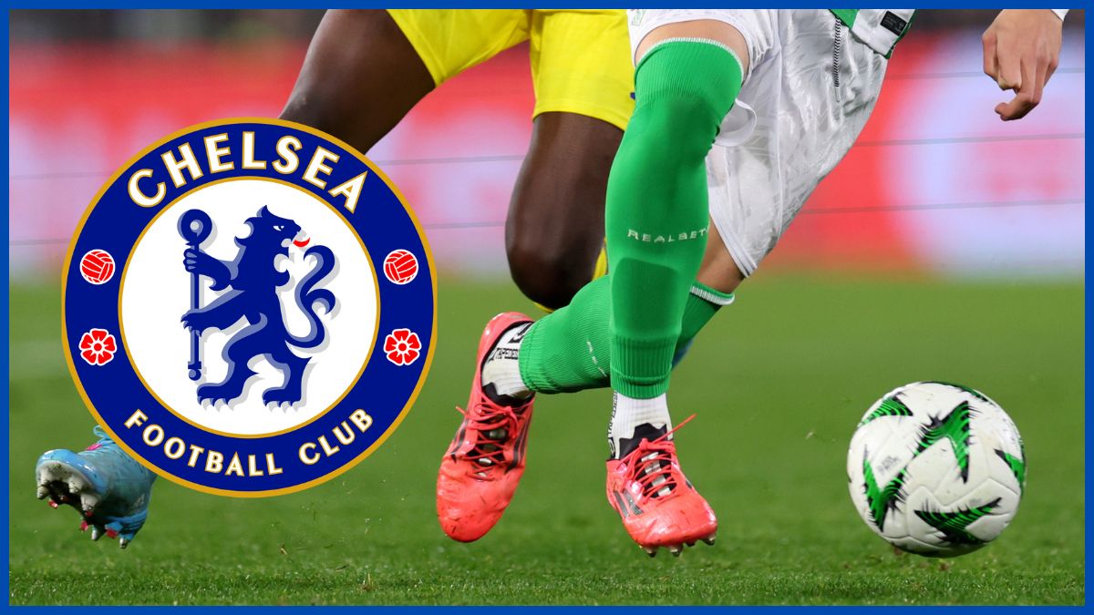 Jesus Rodriguez with a Chelsea logo.