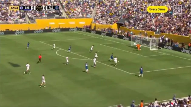 Cole Palmer threads a pass to Joao Pedro who finishes neatly.