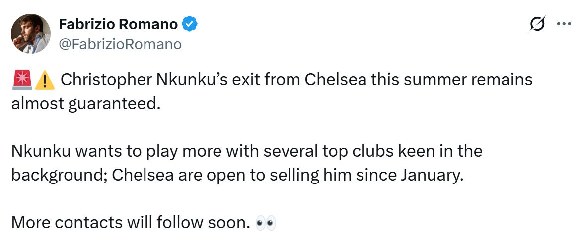 Fabrizio Romano's latest update on Christopher Nkunku's future came some days ago and there has been little progress since.