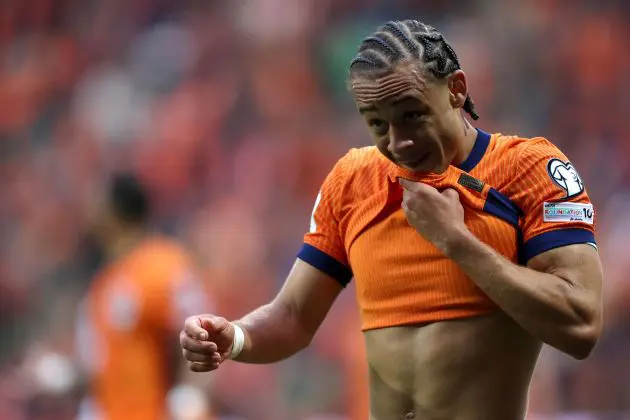 Xavi Simons in action for the Dutch national team.