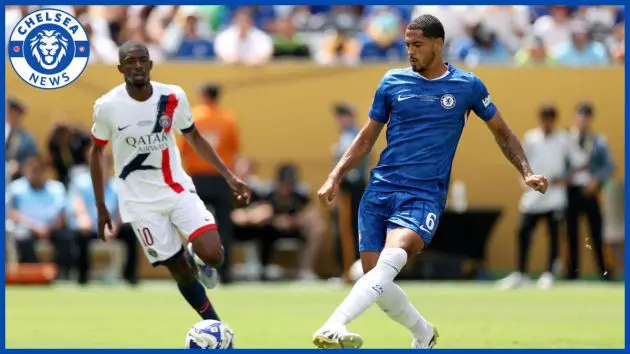 Levi Colwill playing against PSG.