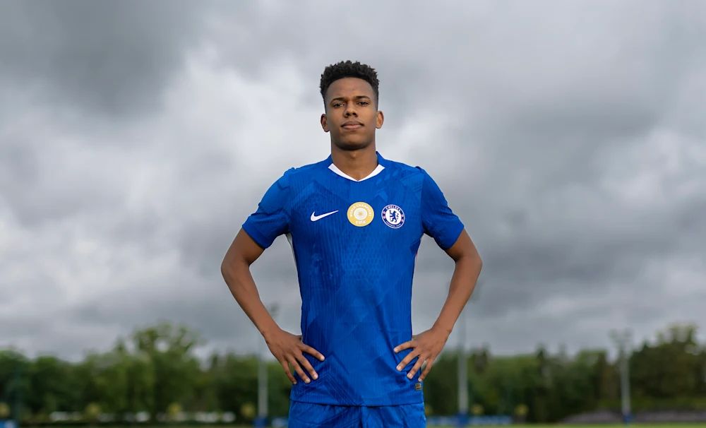 Estevao Willian in a Chelsea shirt. (Photo by Darren Walsh/Chelsea FC)