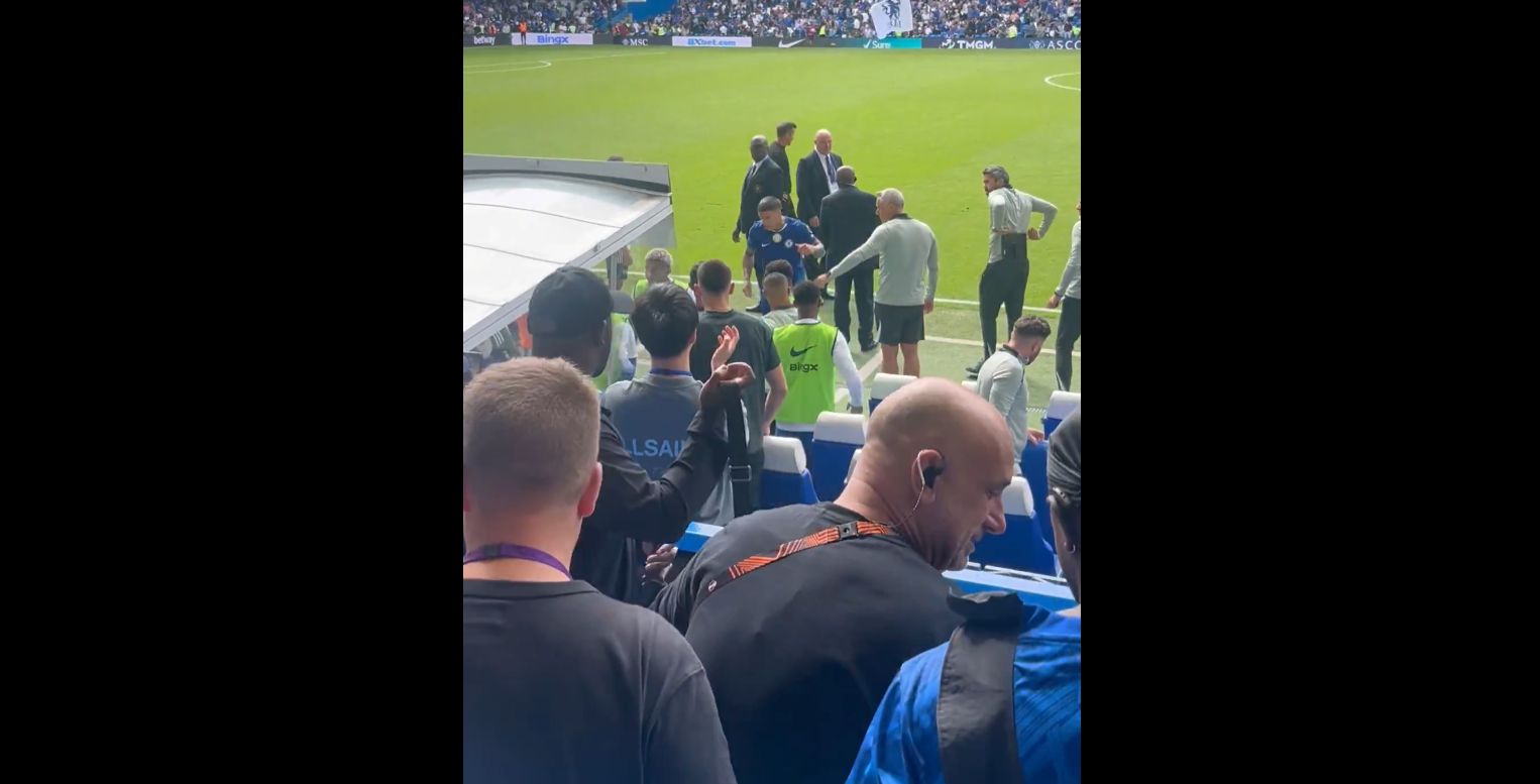 Enzo Fernandez gives away his captain's armband at half time.