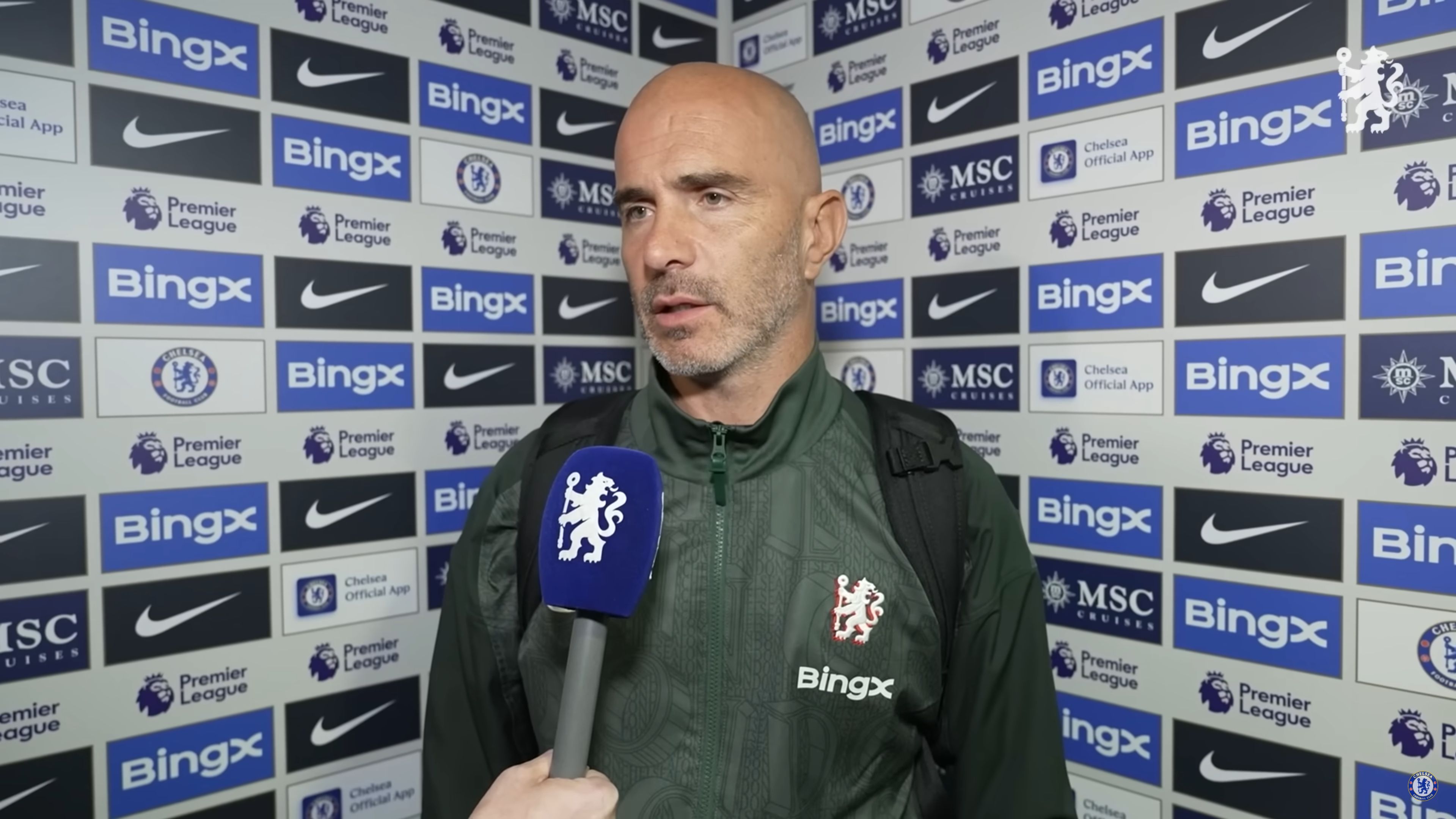 Enzo Maresca speaking to Chelsea TV.