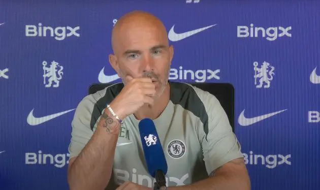 Enzo Maresca speaks in a press conference.