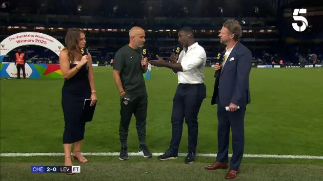 Enzo Maresca speaks to Channel 5 at full time.