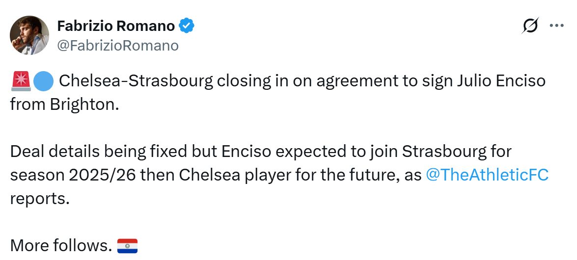 FabRom Tweet on Julio Enciso's future.