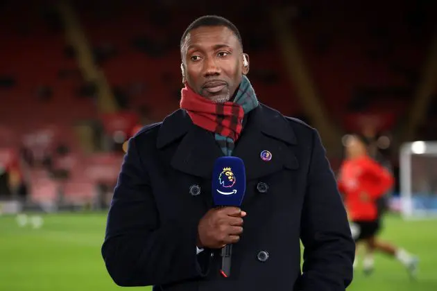 Jimmy Floyd Hasselbaink doing punditry for Amazon.
