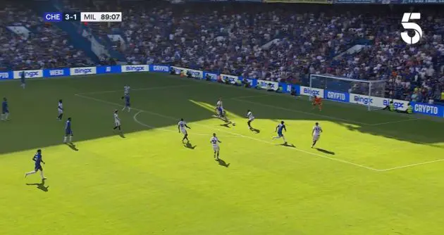 Liam Delap scores from open play against AC Milan.