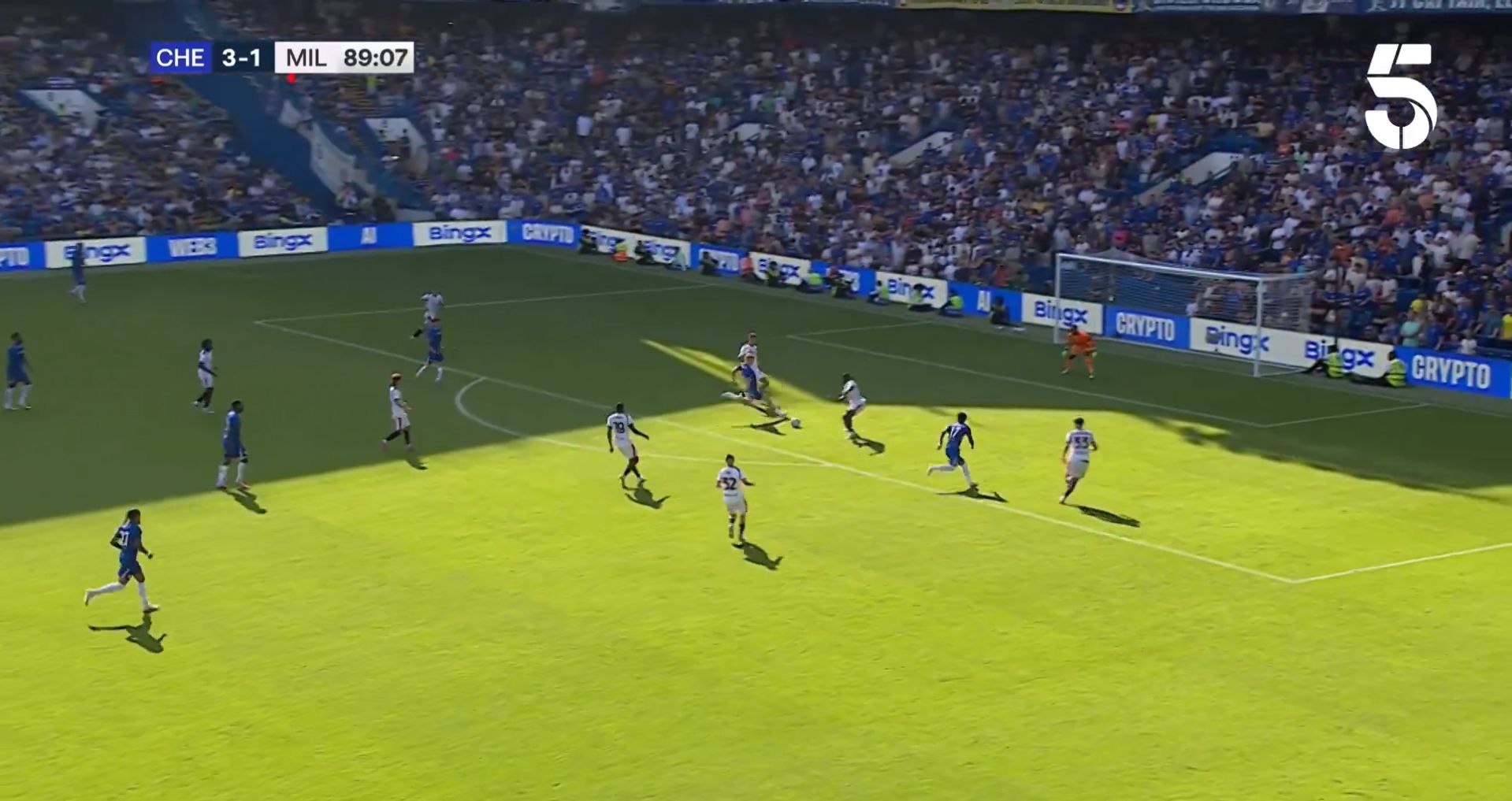 Liam Delap scores from open play against AC Milan.