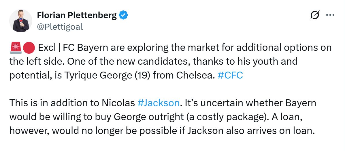 Tyrique George linked with Bayern Munich move.