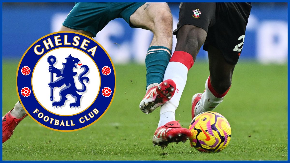 Lesley Ugochukwu with a Chelsea logo.
