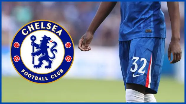 Tyrique George with a Chelsea logo.