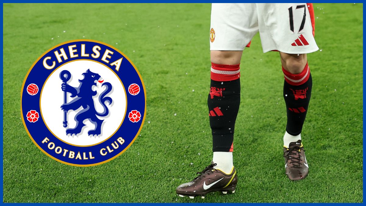 Alejandro Garnacho with a Chelsea logo.