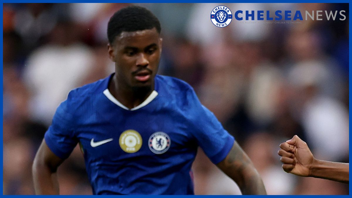 Jorrel Hato with a Chelsea news logo.
