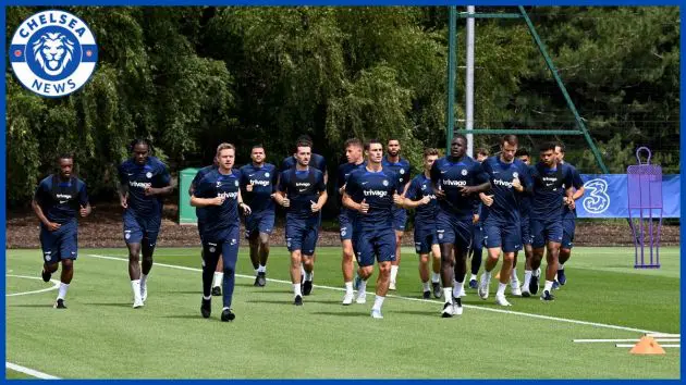 Chelsea players in preseason training.