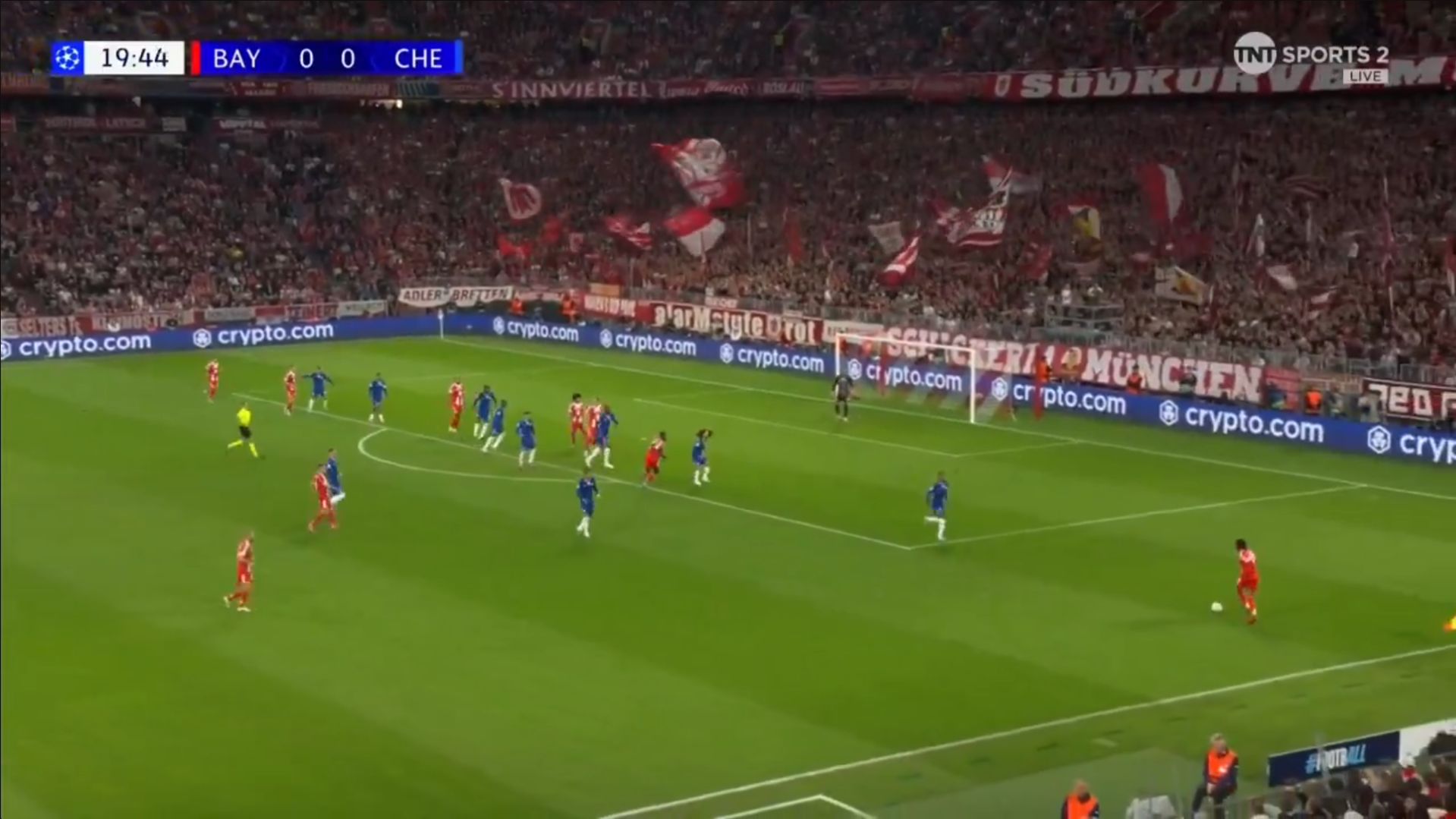 Chelsea concede from wide cross.