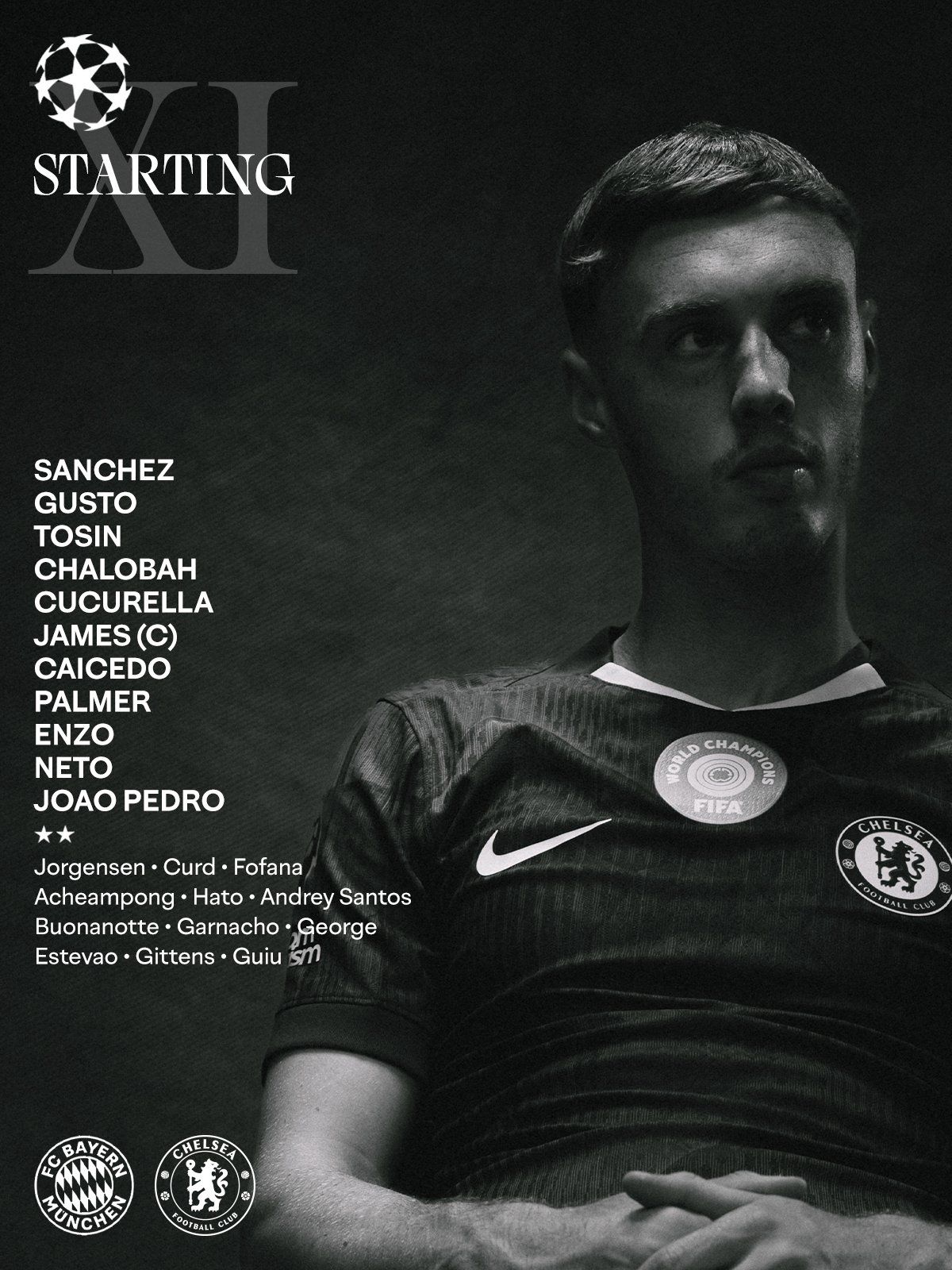 Chelsea's team to play Bayern Munich in their Champions League return.
