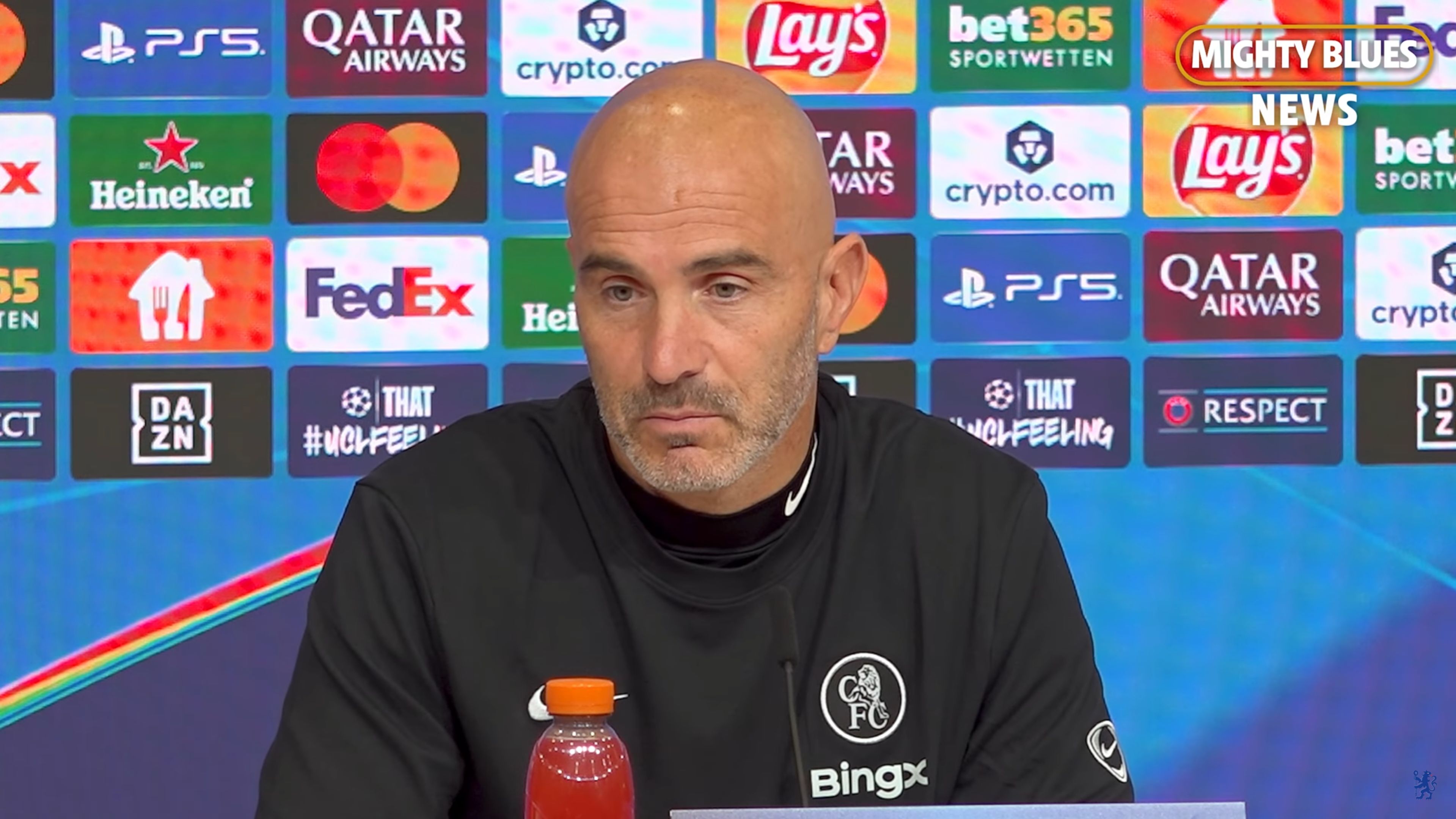 Enzo Maresca in his Champions League press conference.