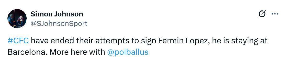 Fermin Lopez not moving to Chelsea says Simon Johnson.