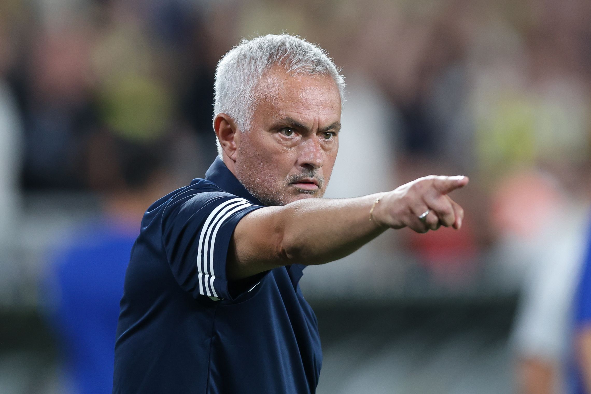 Jose Mourinho giving instructions from the touchline.