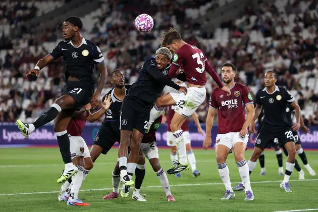 Wesley Fofana battles for possession.