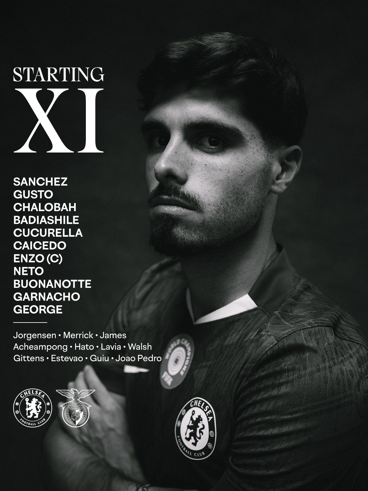 The Chelsea team to face Benfica in the Champions League.