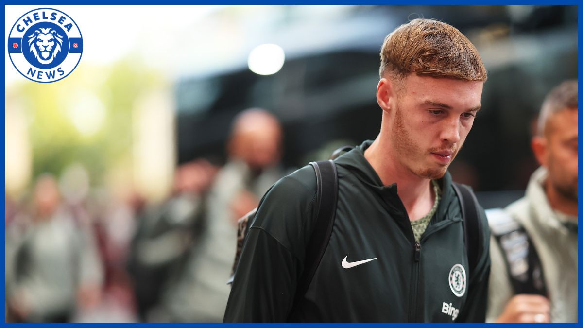 Cole Palmer with a Chelsea logo.