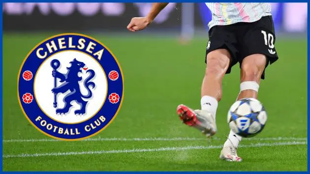 Kenan Yildiz with a Chelsea logo.