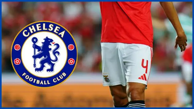 Antonio Silva with a Chelsea logo.