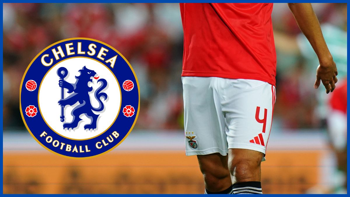 Antonio Silva with a Chelsea logo.