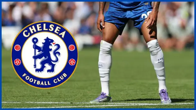 Joao Pedro with a Chelsea logo.